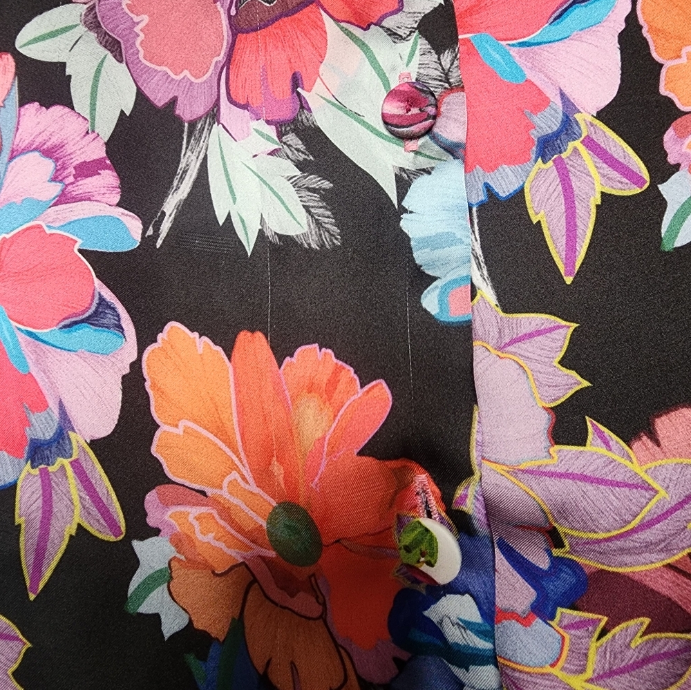 Lobo Rosa Multi-color Floral Balloon Puffy Sleeve Blouse Size XS - Picture 6 of 15